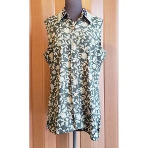 Bahari Group size 14 vintage green floral print sleeveless top